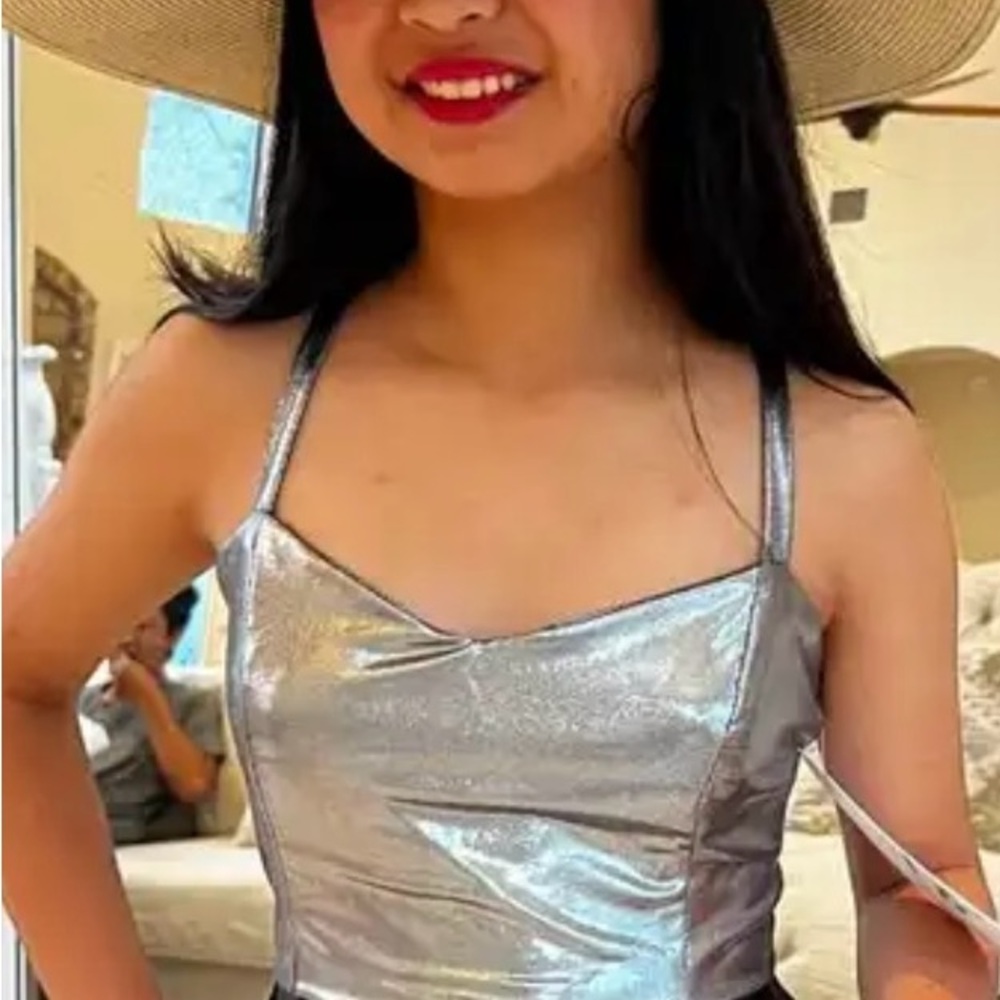 Silver Bustier Camisole Crop Top